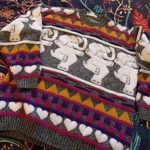 Vintage 90s Elephant Ugly Sweater